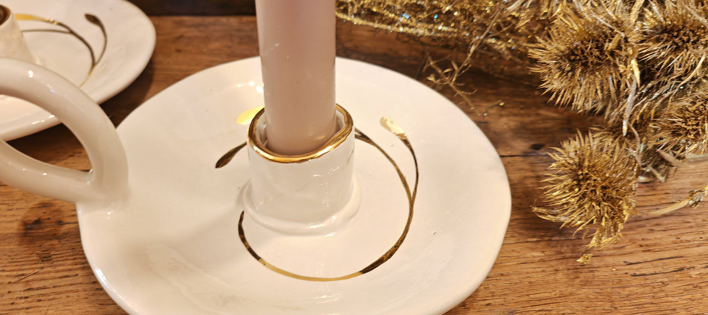 Portacandela Foglia Oro