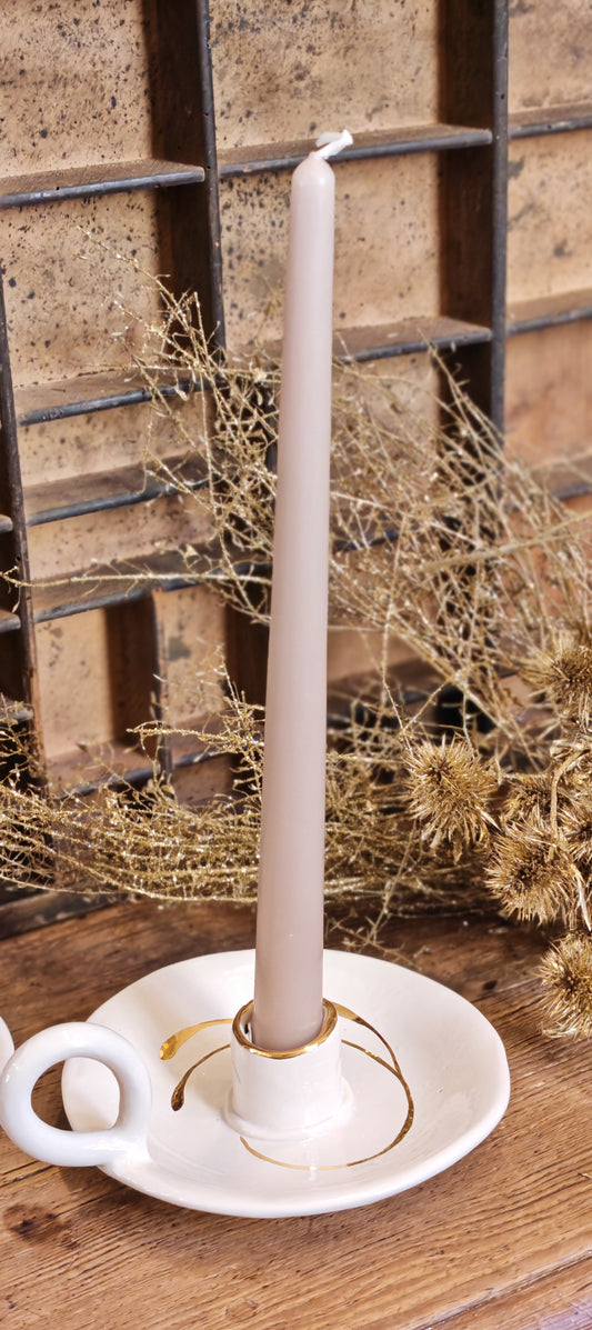 Portacandela Foglia Oro