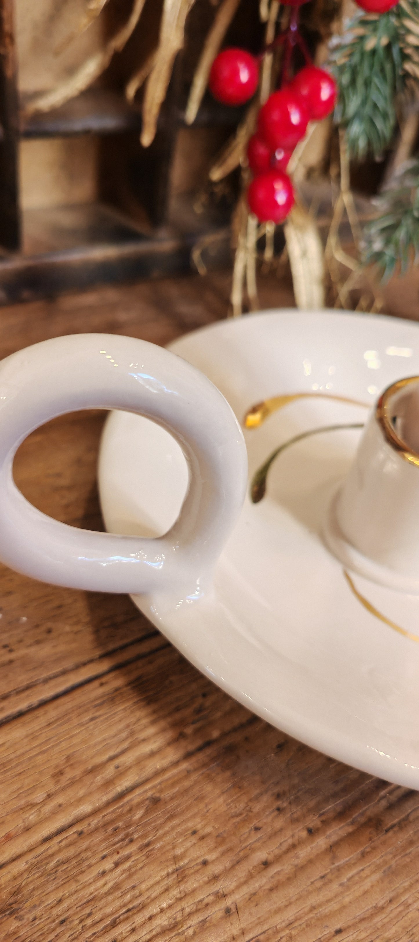 Portacandela Foglia Oro