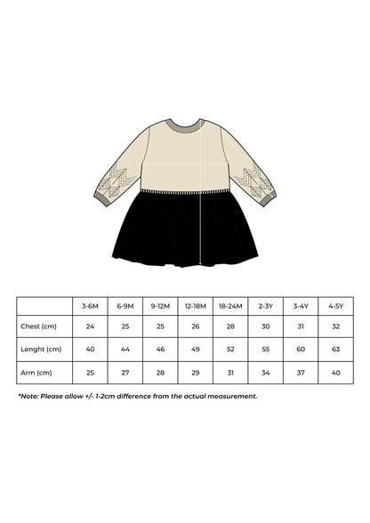 Abito lavorato a maglia per bambina 100% cotone: 3-6M